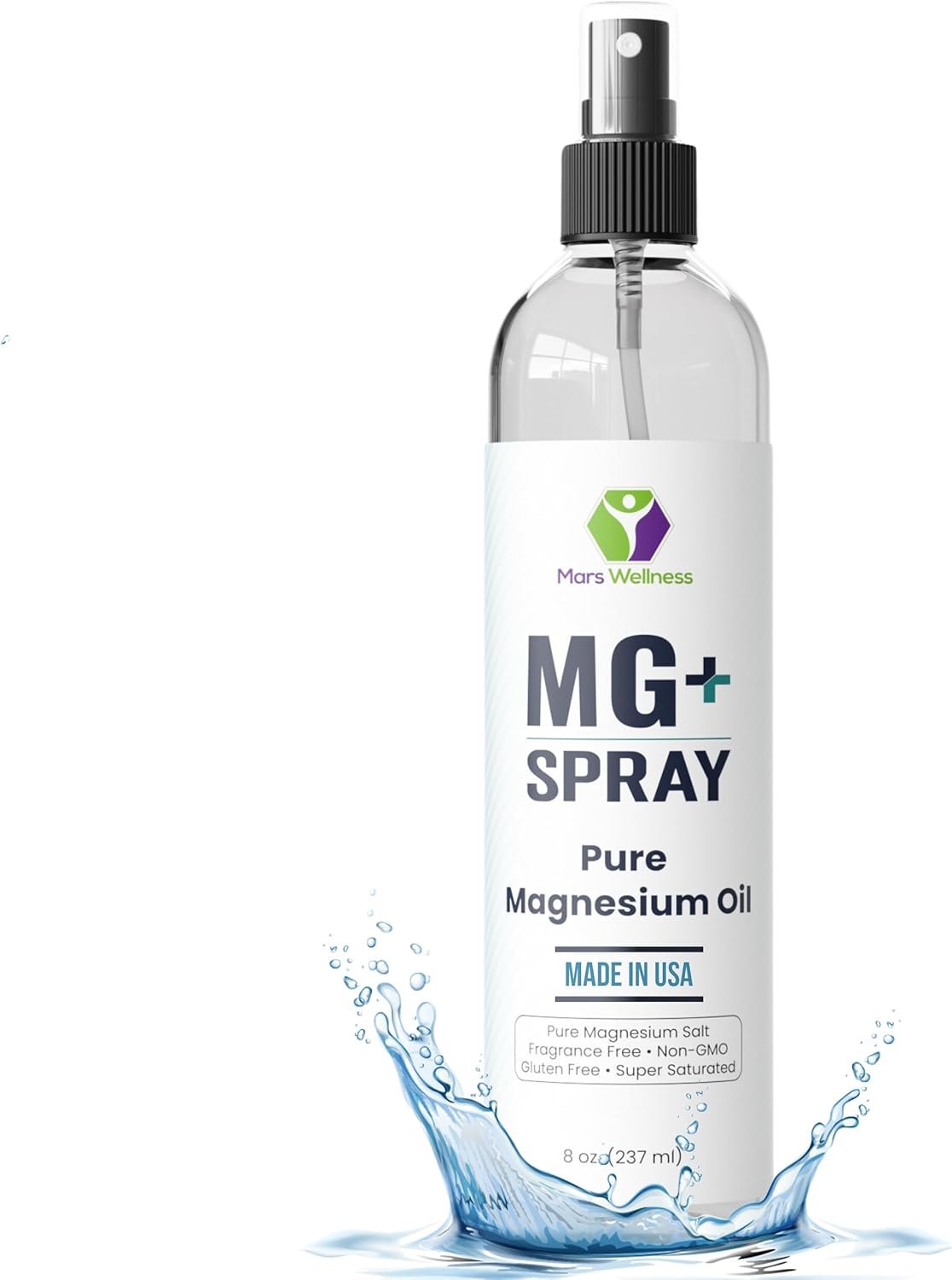 Topical Magnesium Spray for Sleep and Leg Cramps – Made in USA by Mars Wellness – 8 oz – Pure Magnesium Oil, Relaxes and Rejuvenates Muscles