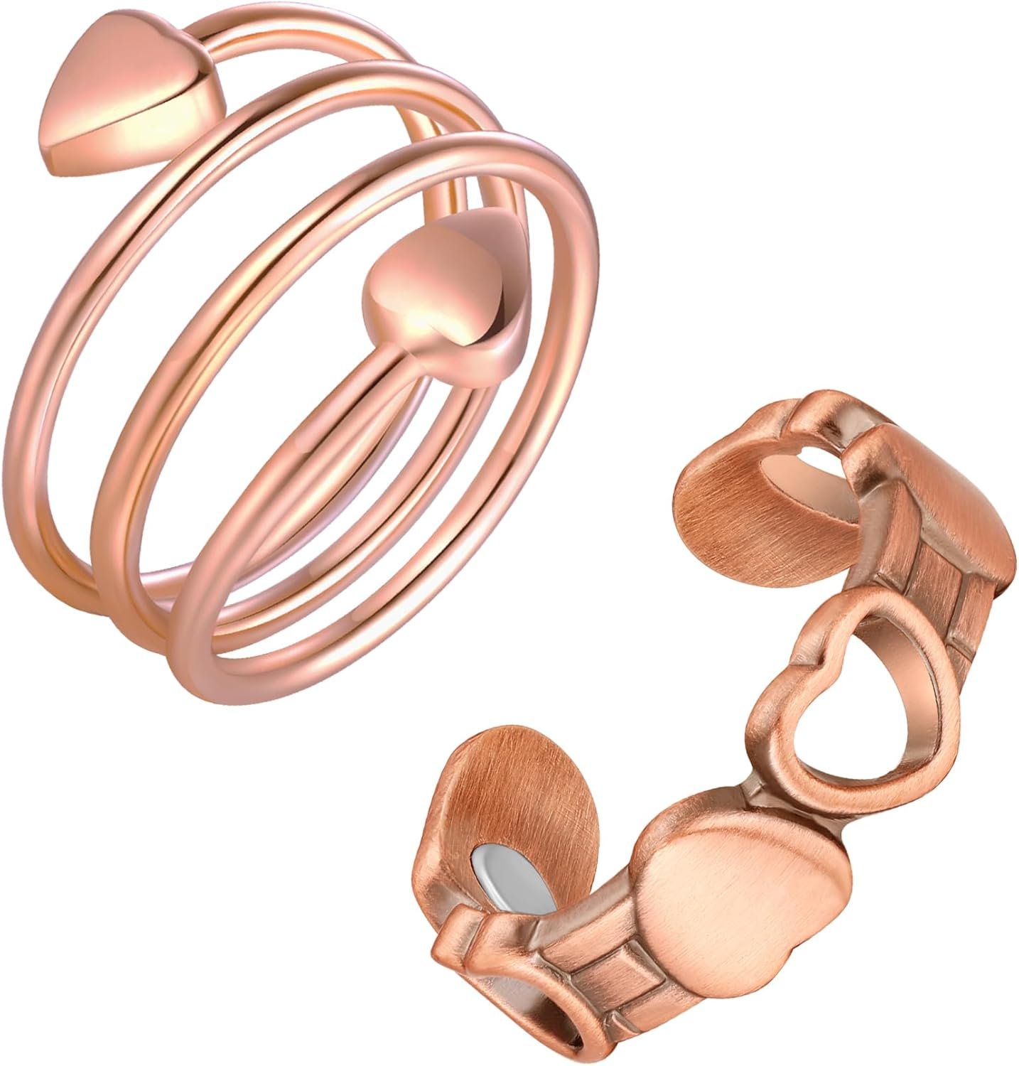 Feraco 2PCS Copper Rings for Women,Magnetic Thumb Cooper Ring with Magnet,Lymphatic Jewelry Gifts for Womens