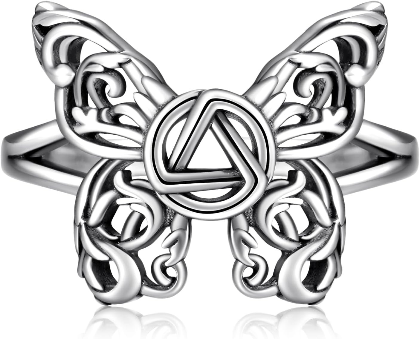 Alcoholics Anonymous Butterfly Adjustable Rings Sterling Silver One day at a time Sobriety Gifts for women AA Jewelry