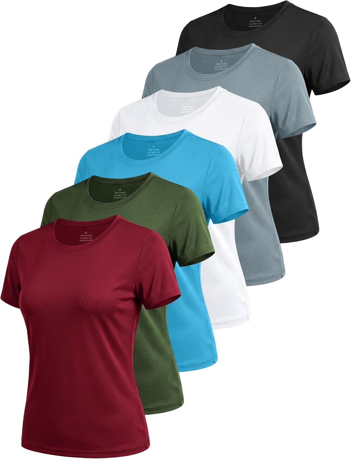 6 Pack Workout Tops for Women Short Sleeve UPF Sun Protection AthleticT Shirts Quick Dry Tennis Yoga Running Crew Neck Tee