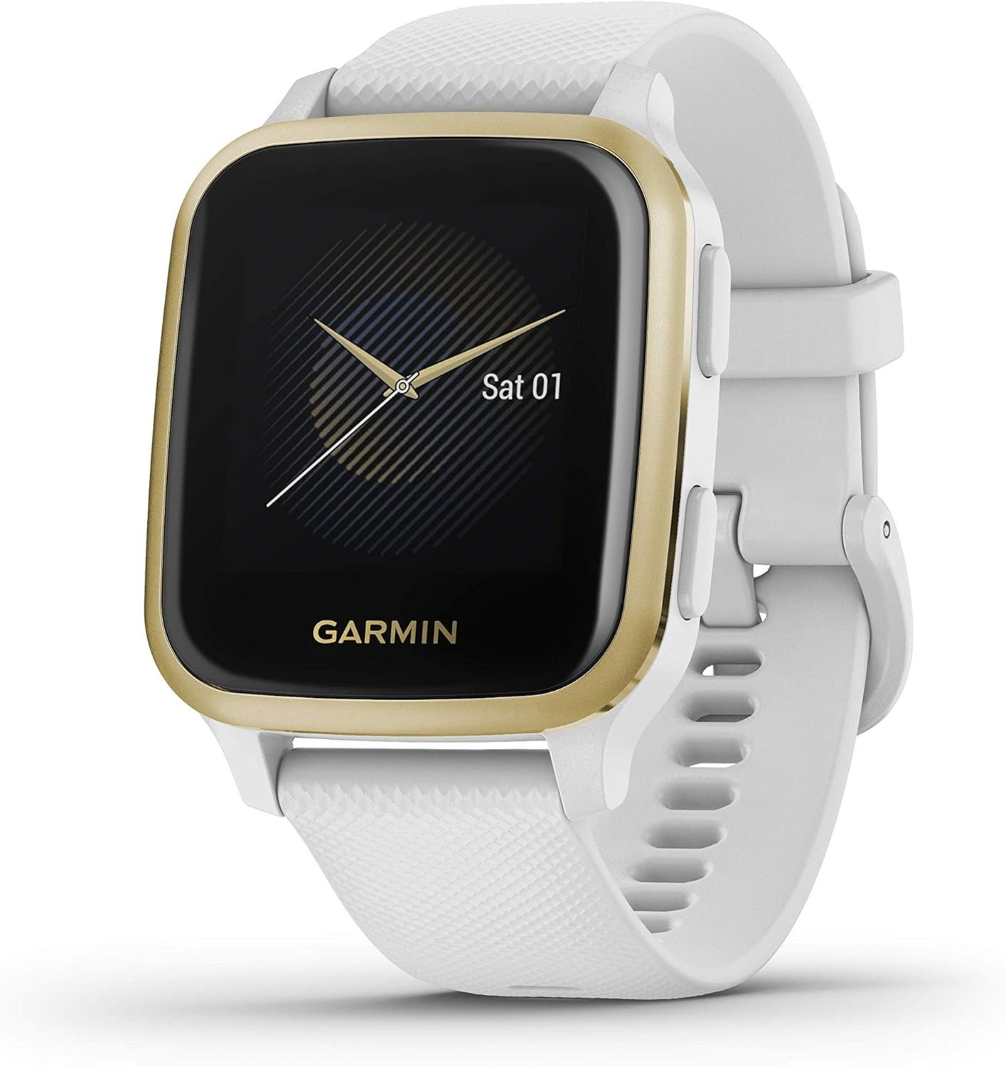 Garmin Venu Sq, 010-02427-01 GPS Smartwatch with Bright Touchscreen Display, Up to 6 Days of Battery Life, Light Gold and White (Renewed)