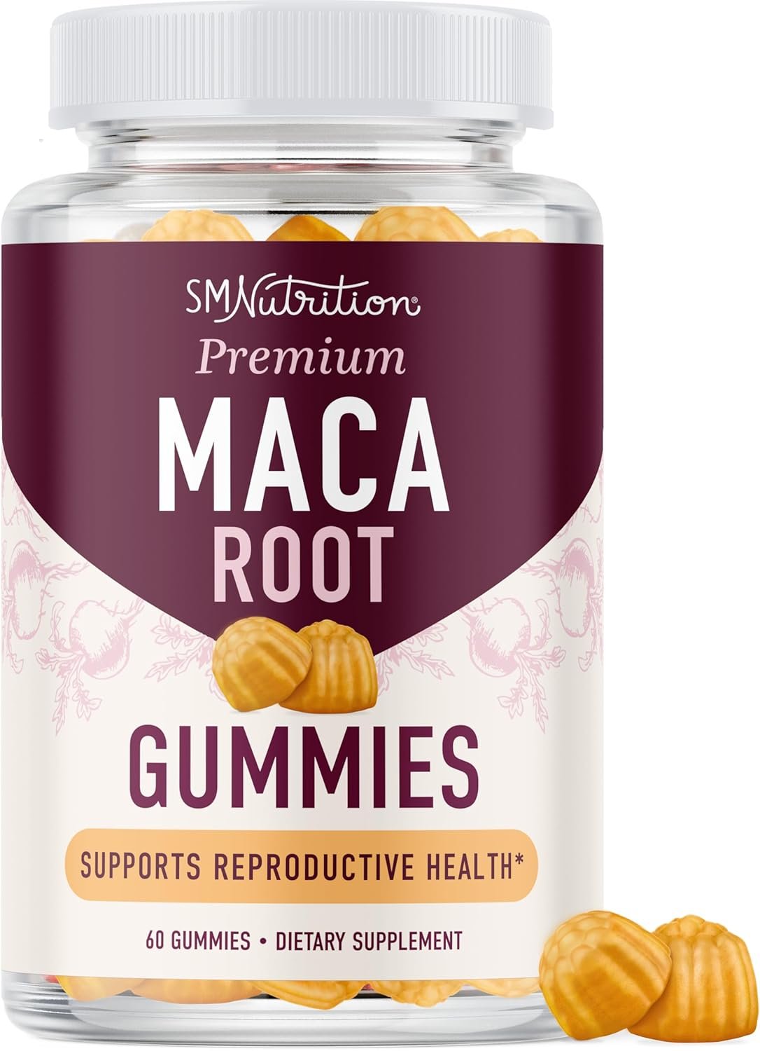 Maca Root Gummies | Drive, Performance & Energy Support | High-Concentration 4:1 Extract | Hormone Balance for Women | Delicious Peach Flavor | Vegan, Non-GMO & Third-Party Tested | 60 Maca Gummies