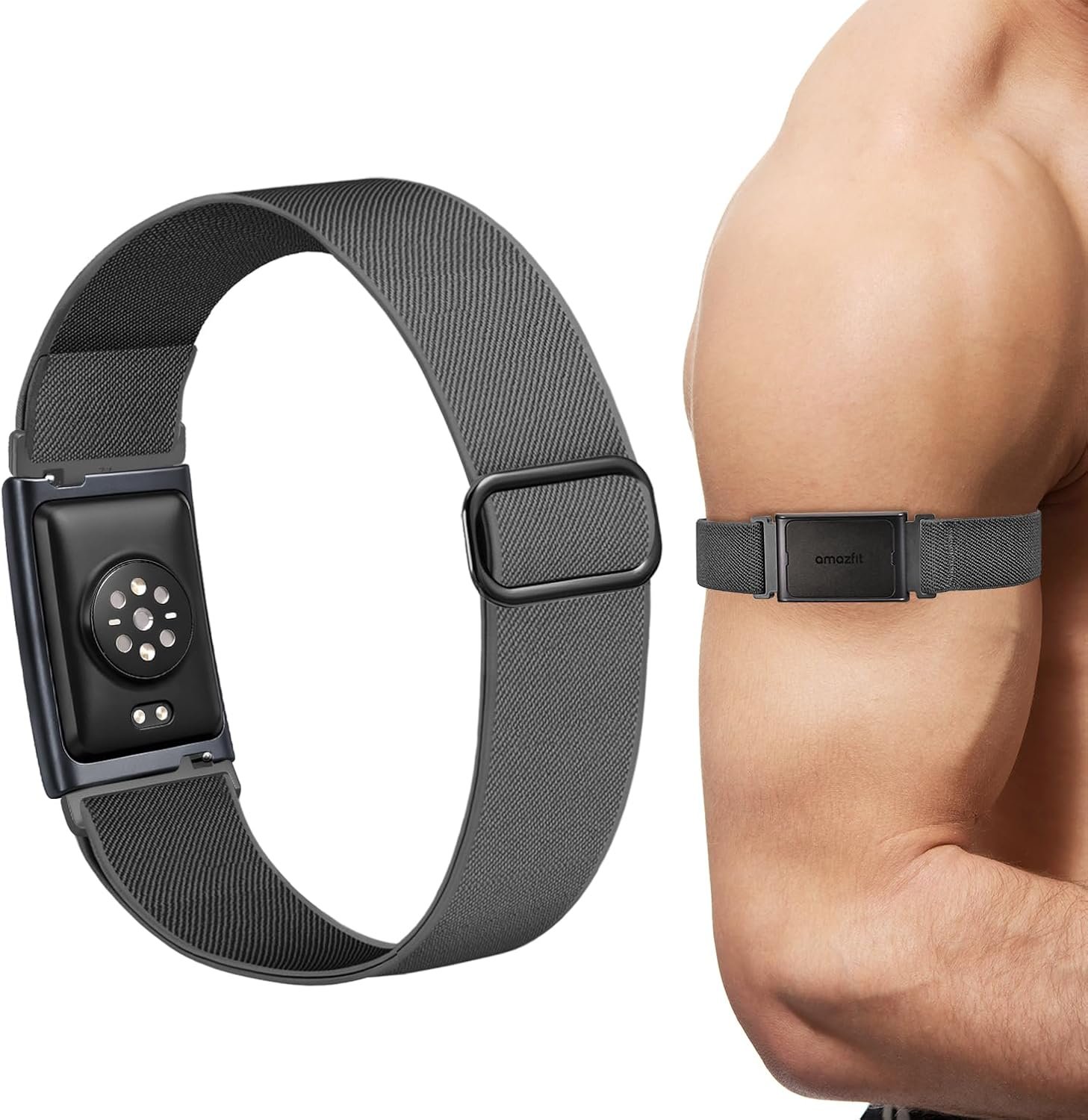 Bolesi Stretchy Bicep Arm Bands Compatible with Amazfit Helio Fitness Tracker,22mm Soft Breathable Lightweight Nylon Adjustable 38cm Long Replacement Sports Ankle Straps for Women Men Accessory