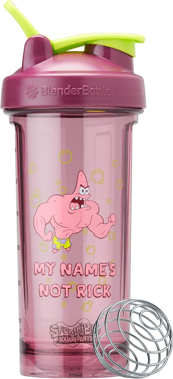 BlenderBottle Spongebob Shaker Bottle Pro Series Perfect for Protein Shakes and Pre Workout, 28-Ounce, Red, My Name’s Not Rick
