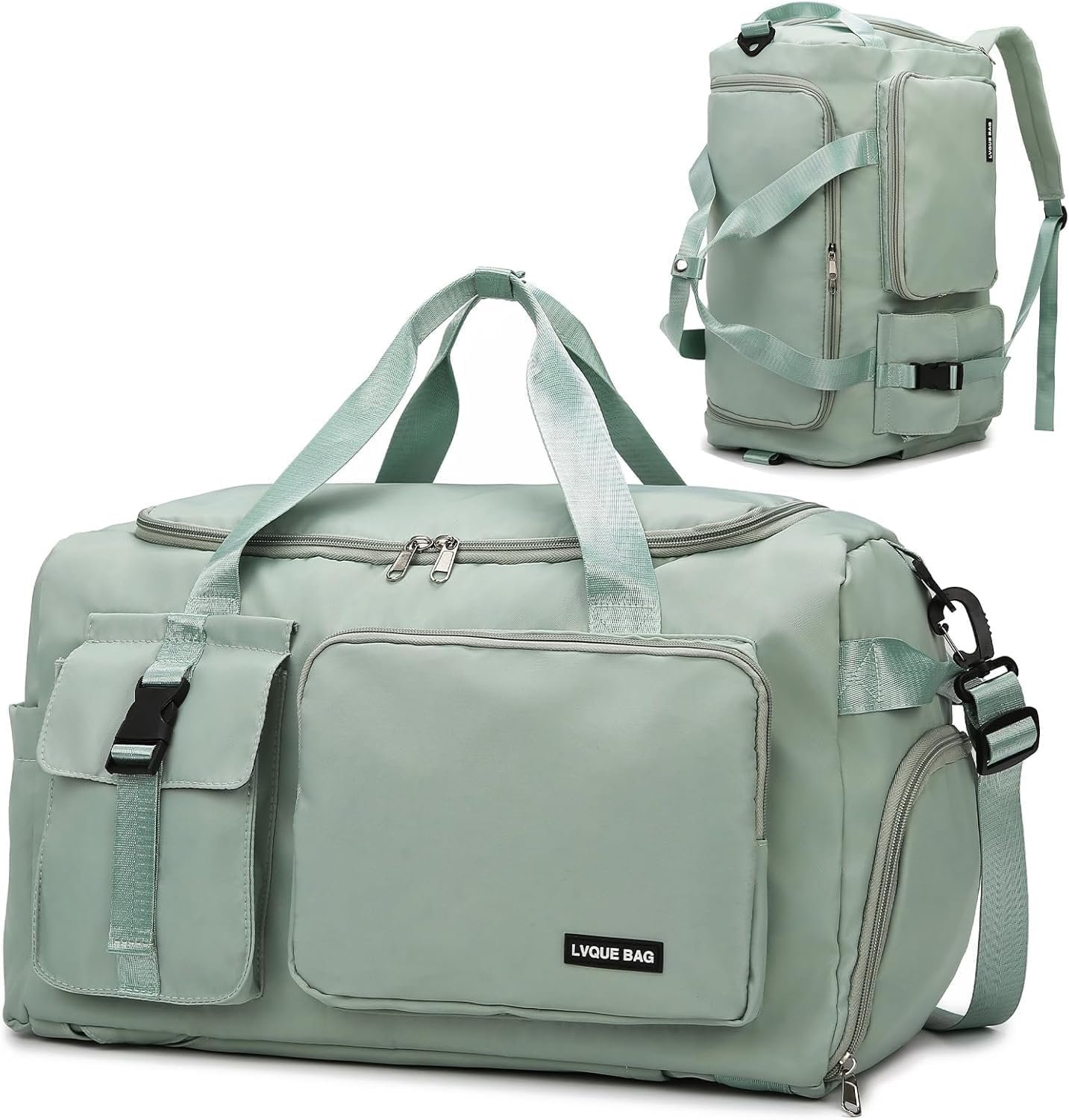 Eslcorri Gym Duffle Bag for Women Men, Sports Backpack with Wet & Shoe Compartment, Fitness Overnight Weekender Bag for Yoga, Swim, Travel (Style B, Green)