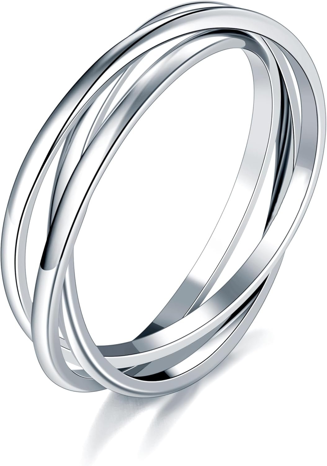 MINDDHA Waterproof No Tarnish Rings|14K Gold/White Gold Plated| Fidget Stacking Anxiety Interlocking Triple Row| Silver/Gold Rings for Women- 2mm 3mm Band Size 4-12