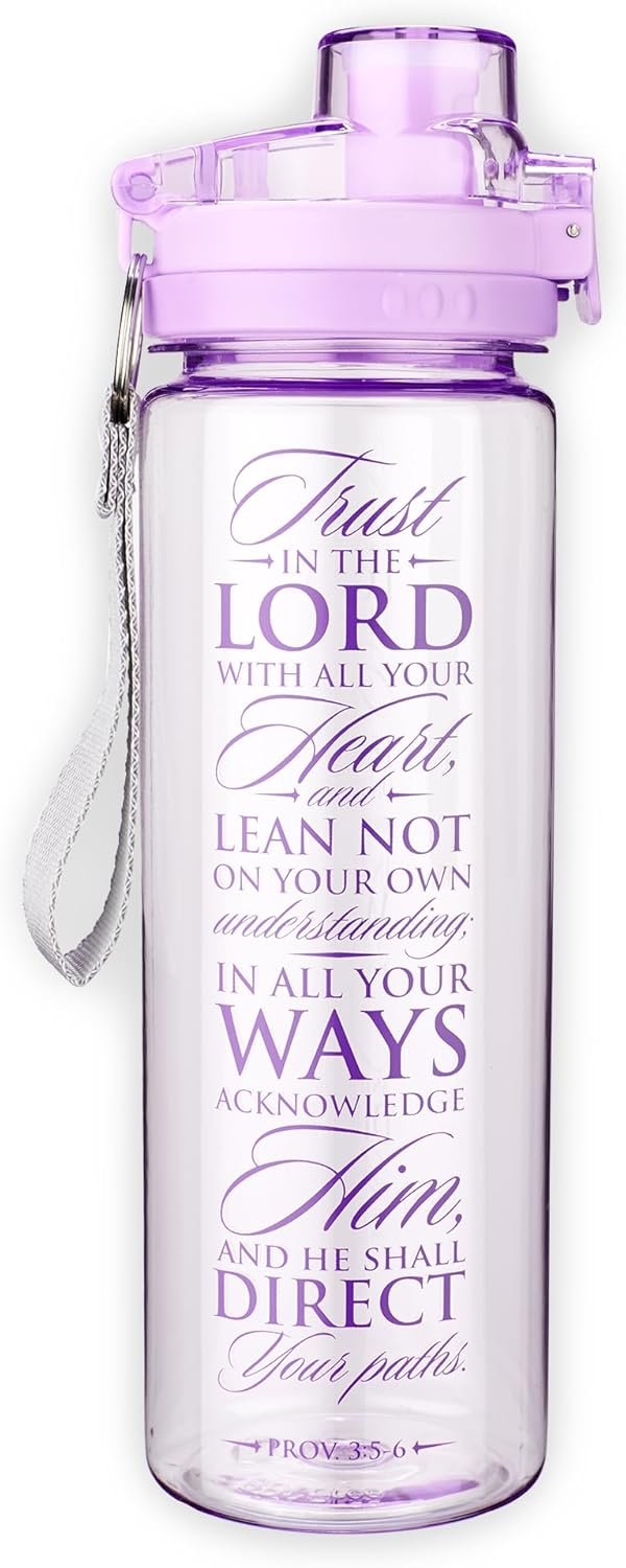 Christian Art Gifts Wide Mouth BPA-Free Reusable Plastic Sports Water Bottle for Men & Women, Inspirational Scripture w/Locking Flip-Top Lid & Carry Strap, 28 oz.
