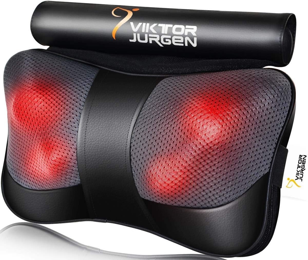 VIKTOR JURGEN Fathers Day Back Massager Gifts, Shiatsu Kneading Massager for Neck and Shoulder, Massage Pillow with Heat Relaxation Gifts for Women/Men/Dad/Mom/Husband/Mothers Day/Christmas