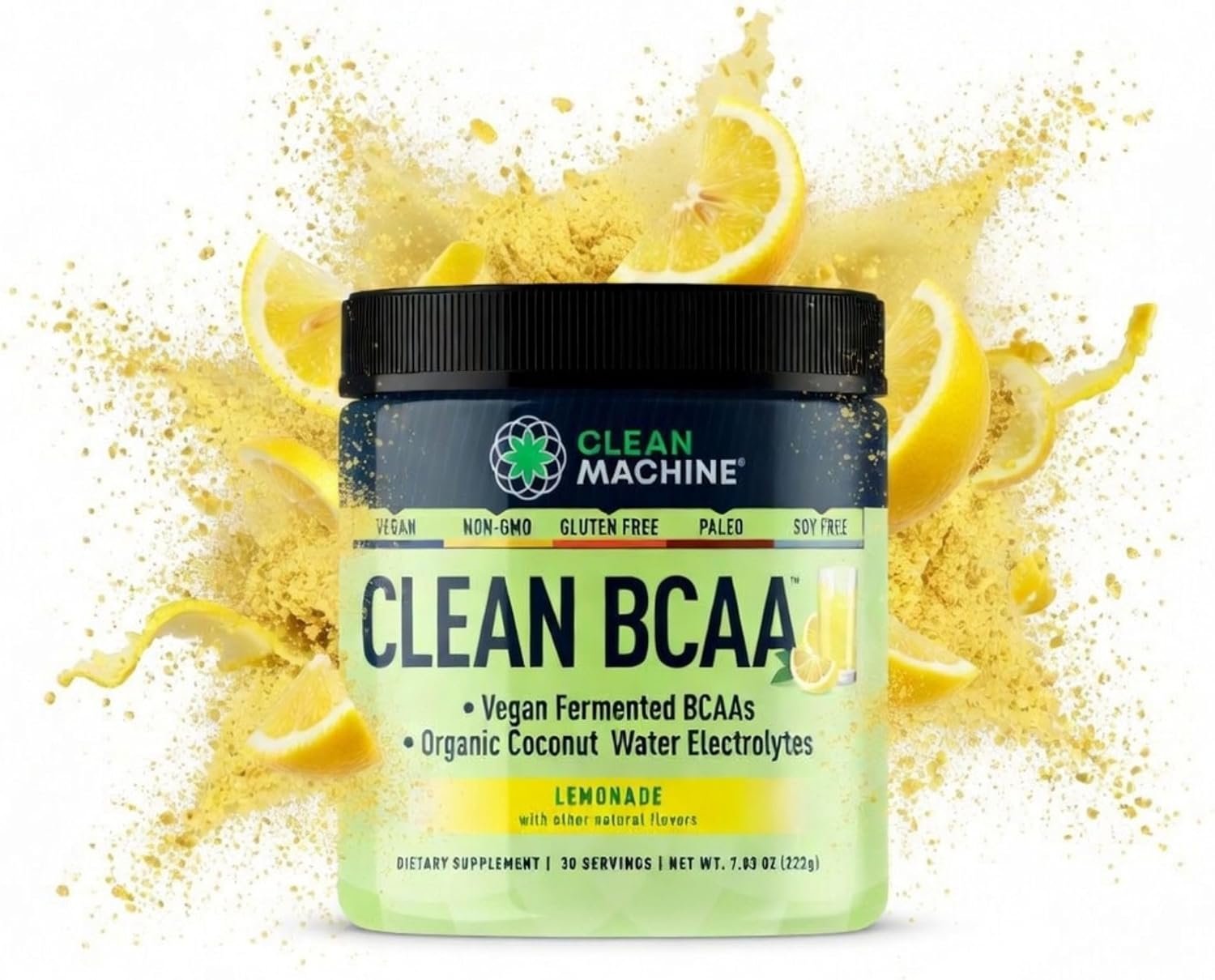 Clean BCAA – 2:1:1 Food Sourced BCAAs Powder & Coconut Water Electrolytes Recovery & Amino Energy Supplement – Award Winning Vegan Amino Acid Supplement – 30 Servings – Lemonade