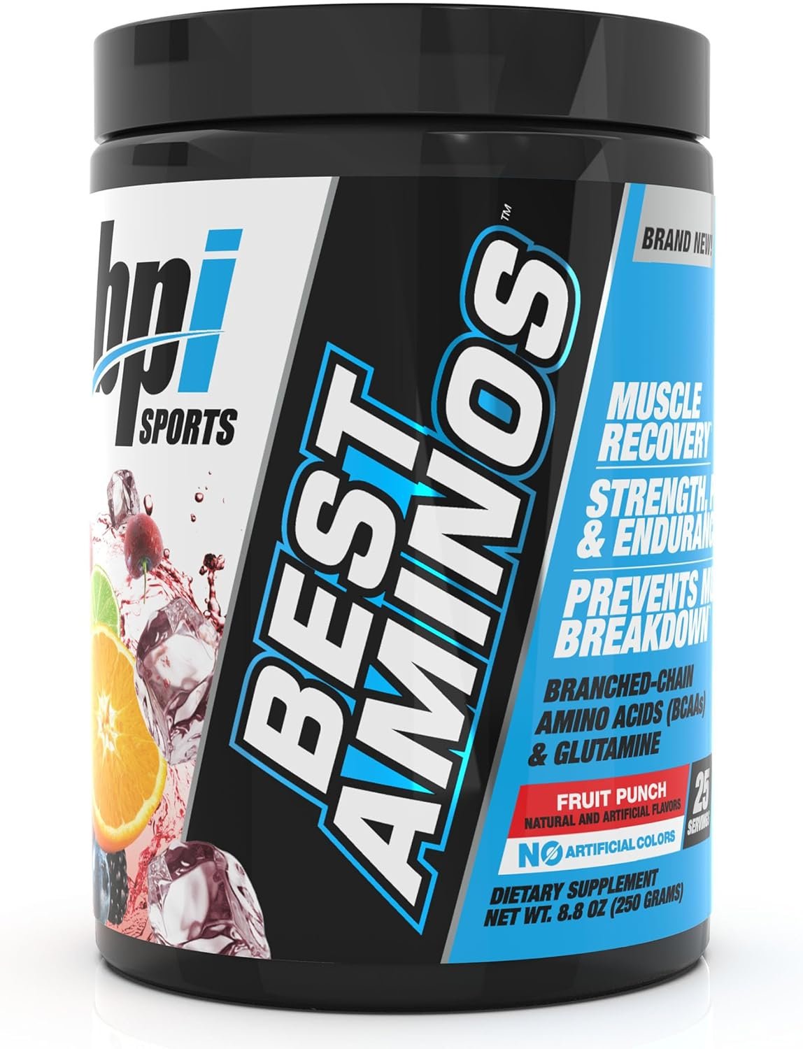 BPI Sports Best Aminos – BCAA Powder Post Workout & Glutamine Recovery Drink with Branched Chain Amino Acids for Hydration & Recovery, for Men & Women – Fruit Punch – 25 Servings