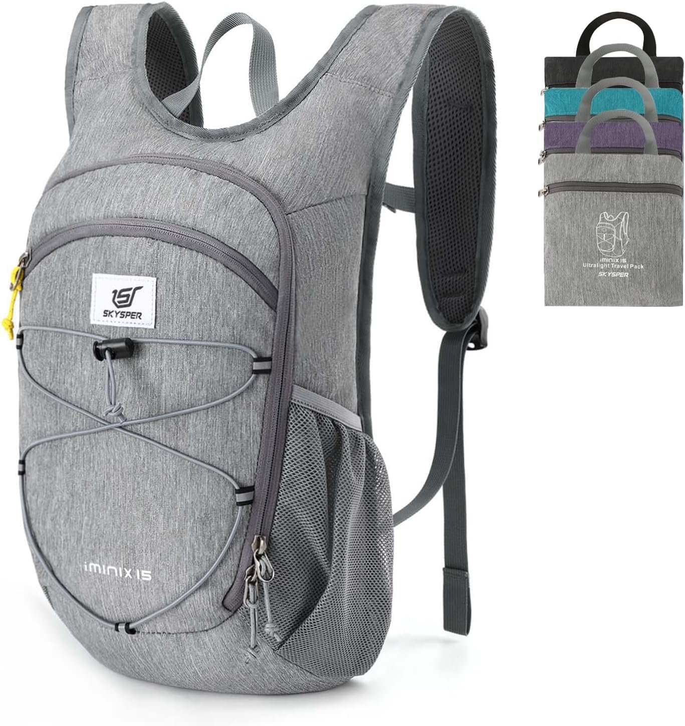SKYSPER 15L/20L Foldable Hiking Backpack Lightweight Packable Travel Daypack with Chest Strap Small Folding Pack for Walking