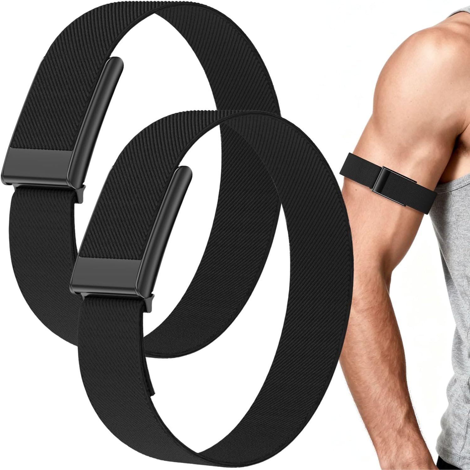 Vanet 2-Pack Nylon Straps Compatible for Whoop 5.0 Bicep Bands Peak, MG Life & One, Breathable Sport Elastic 5.0 Ankle/Arm Bands Fitness Training, Adjustable Replacement Strap Men Women, Not for Gen 4