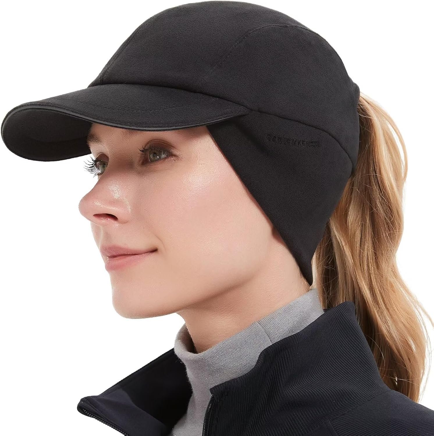 GADIEMKENSD Women’s Winter Reflective Fleece Ponytail Hat with Drop Down Ear Warmer