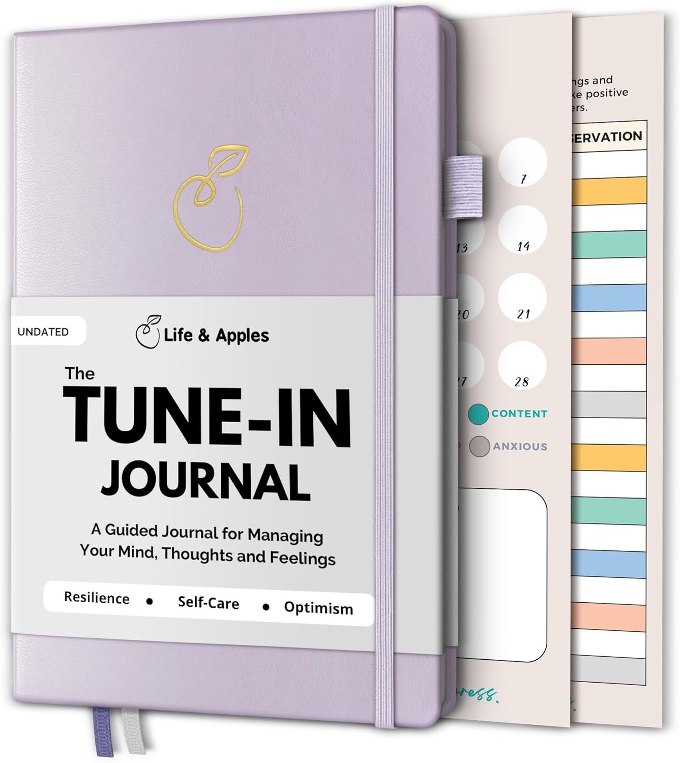 Life & Apples Journal for Women – Guided Mindfulness Journaling Notebook with prompts – for Improved Mental Health, Less Anxiety & Stress, More Positivity & Resilience – A5 Tune-in Lavender