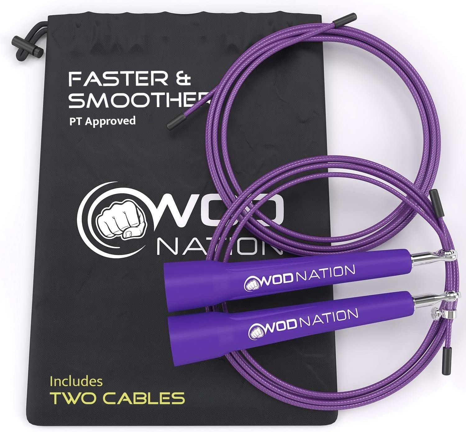 WOD Nation Adjustable Speed Jump Rope For Men, Women & Children – Blazing Fast Fitness Skipping Rope Perfect for Boxing, MMA, Endurance