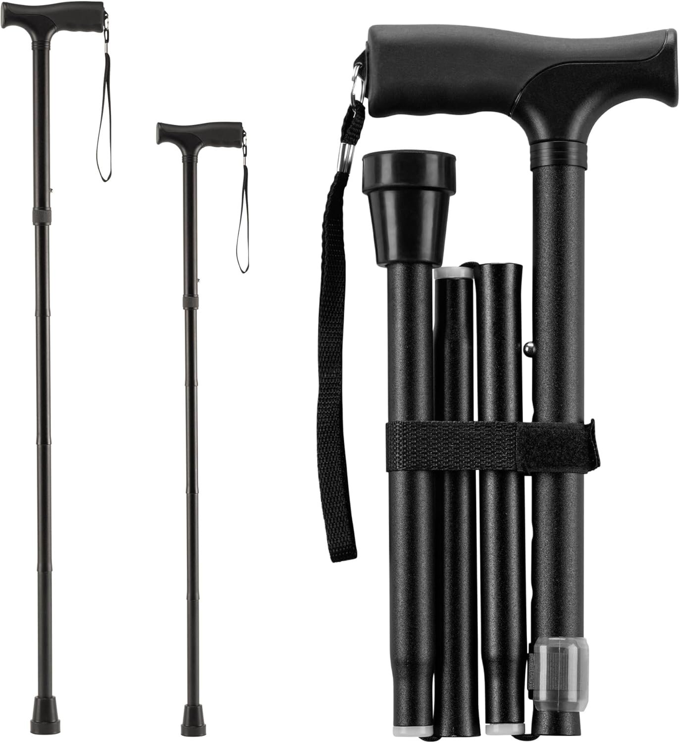 Mars Wellness Folding Cane – Adjustable Walking Cane for Women & Men – Collapsible Walking Stick for Seniors, Travel & Stability – Portable Mobility Aid