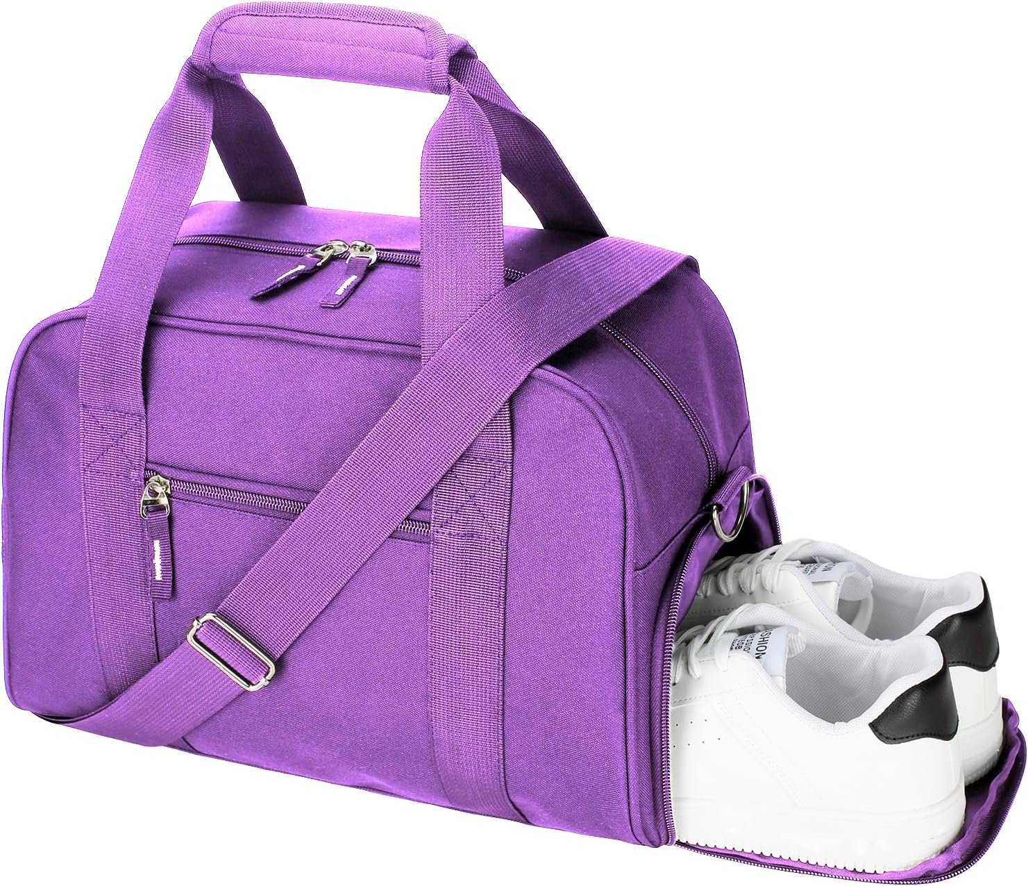 SeaRock 14 inch Small Gym Bag for Men & Women, Mini Duffle Bag with Shoe Compartment, Carry On Duffel Bag for Travel Sports, Purple