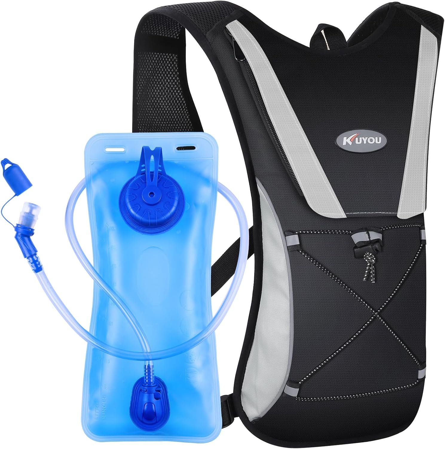 KUYOU Running Hydration Vest – Lightweight Insulated Hydration Backpack with 2L Water Bladder, Adjustable Chest Straps and Reflective Water Backpack for Running Marathon Race Hiking Cycling