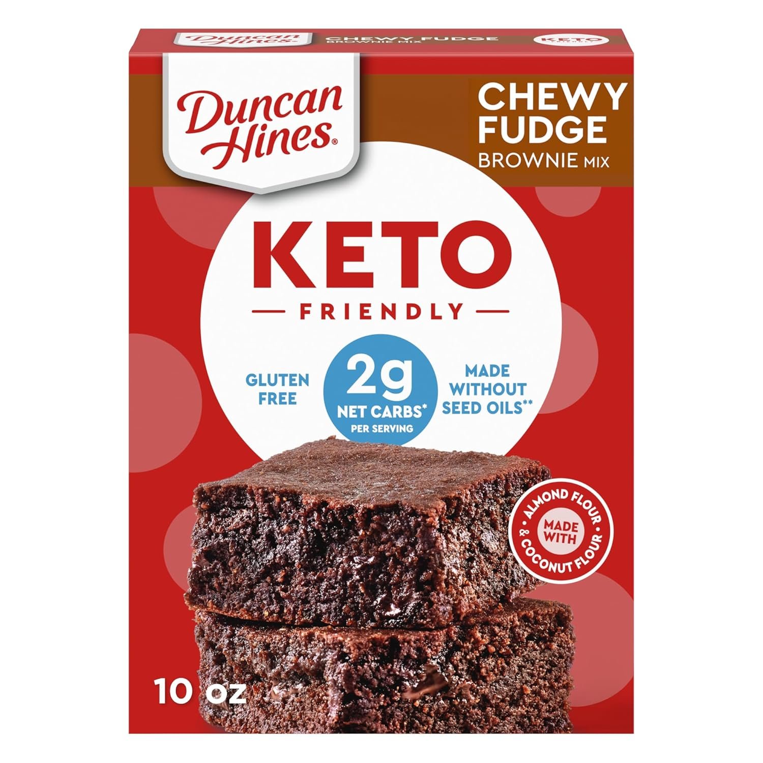 Duncan Hines Keto Friendly Brownie Mix, Chewy Fudge, Zero Added Sugar, Gluten Free, 10 oz.