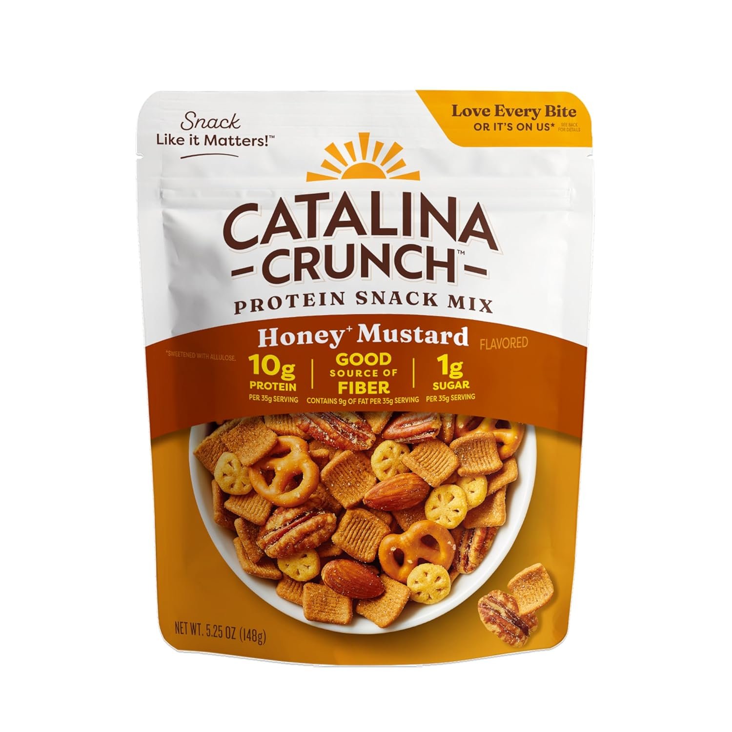 Catalina Crunch Protein Snack Mix – 10g Protein, 1g Sugar per Serving – Good Source of Fiber, Gluten Free – Honey Mustard, 5.25 Ounce Bag (Pack of 1) – Packaging May Vary