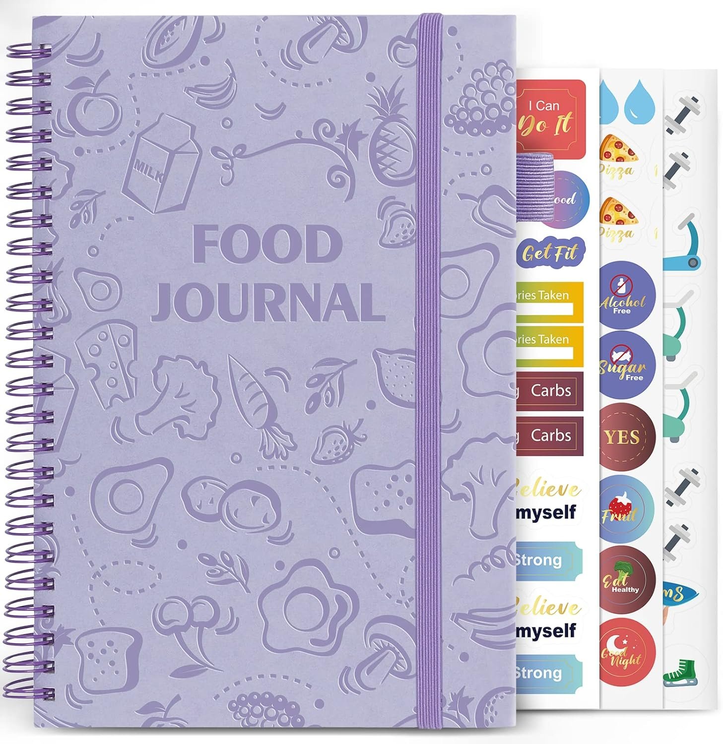 EPEWIZD Food Journal for Women Weight Loss Journal Wellness Meal Planner A5 Size Food Dairy Calories Counter Book Hardcover Workout Planner Tracking Progress Undated-Purple