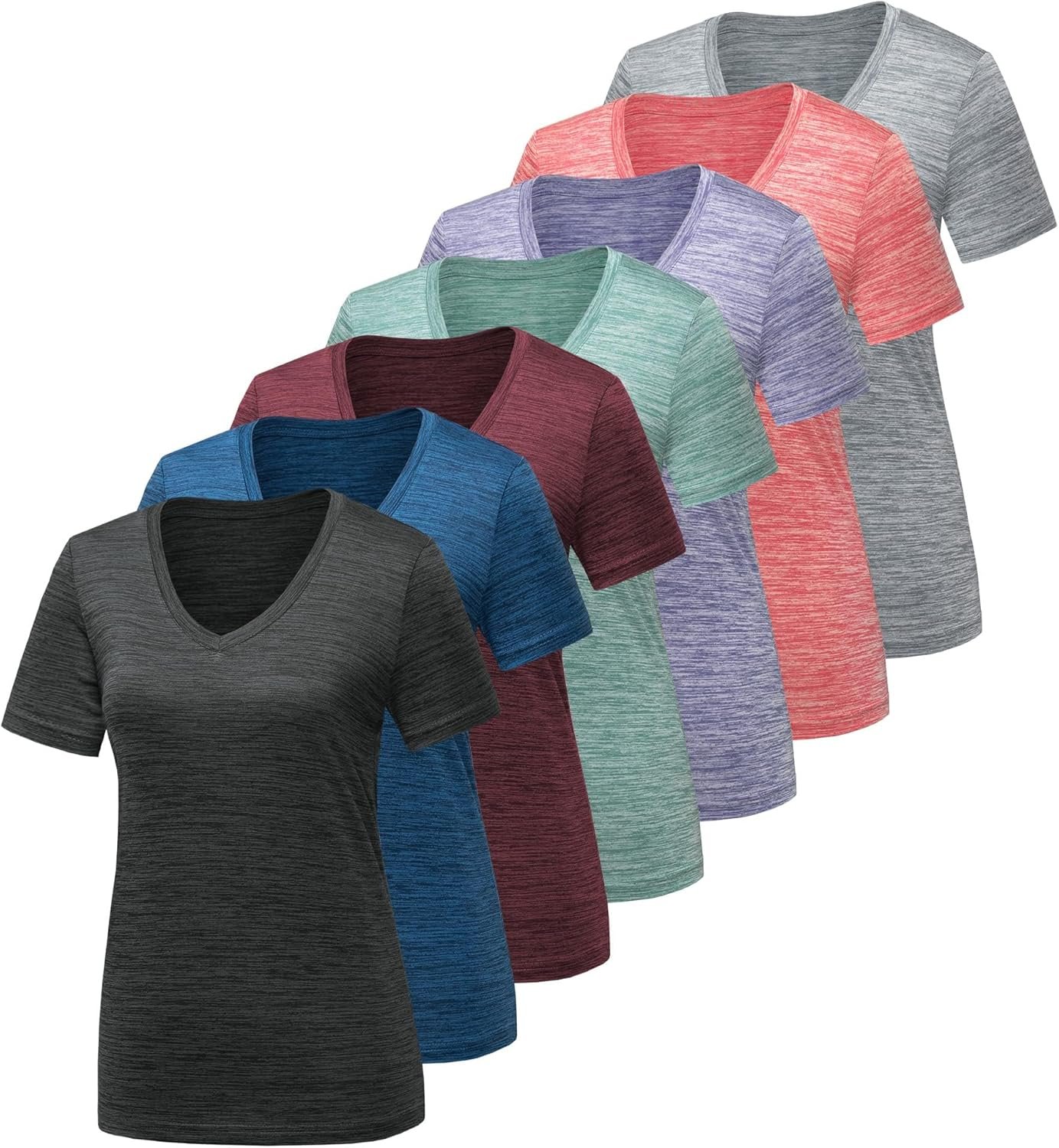 CE’ CERDR 5/7 Pack Workout Shirts for Women, Moisture Wicking Quick Dry Active Athletic Women’s Gym Performance T Shirts