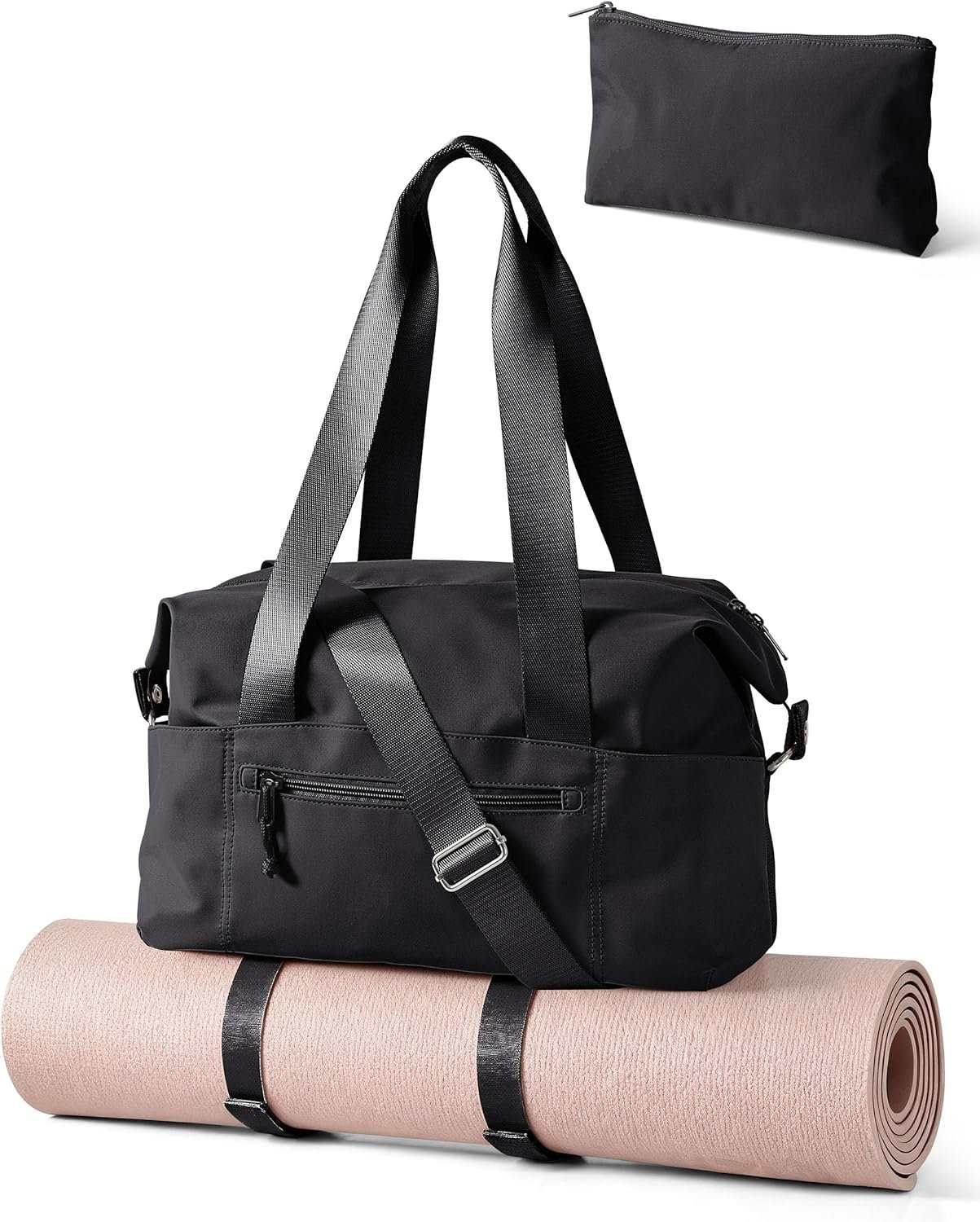 Smasrob Small Gym Bag with Yoga Mat Holder, Wet Pocket and a Separate Pouch, Small Gym Duffle Bag for Women with Detachable Crossbody Shoulder Strap