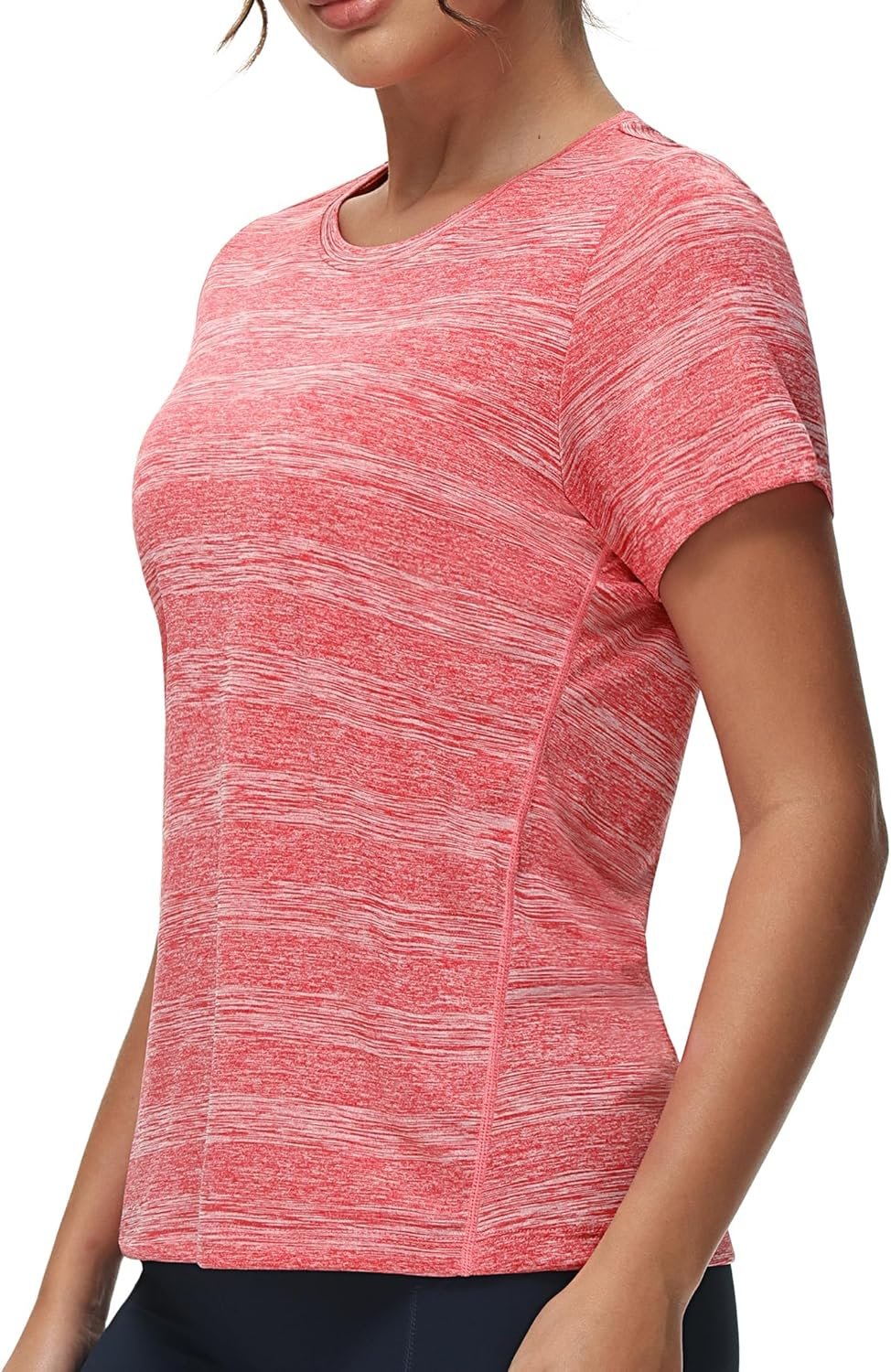 MIER Women’s Running Athletic Shirts Dry Fit Active T-Shirt Tops Short Sleeve Soft Crew Neck Gym Workout Exercise Tees