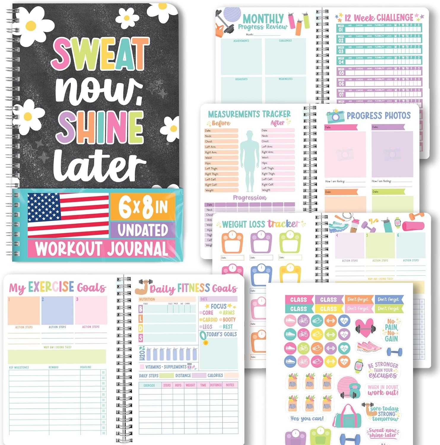 Hadley Designs Fitness Journal for Women – Workout Journal for Women, Fitness Planner for Woman, Workout Log Book, Undated Gym Journals & Exercise Journals, Health Notebook, Mothers Day Gift Ideas