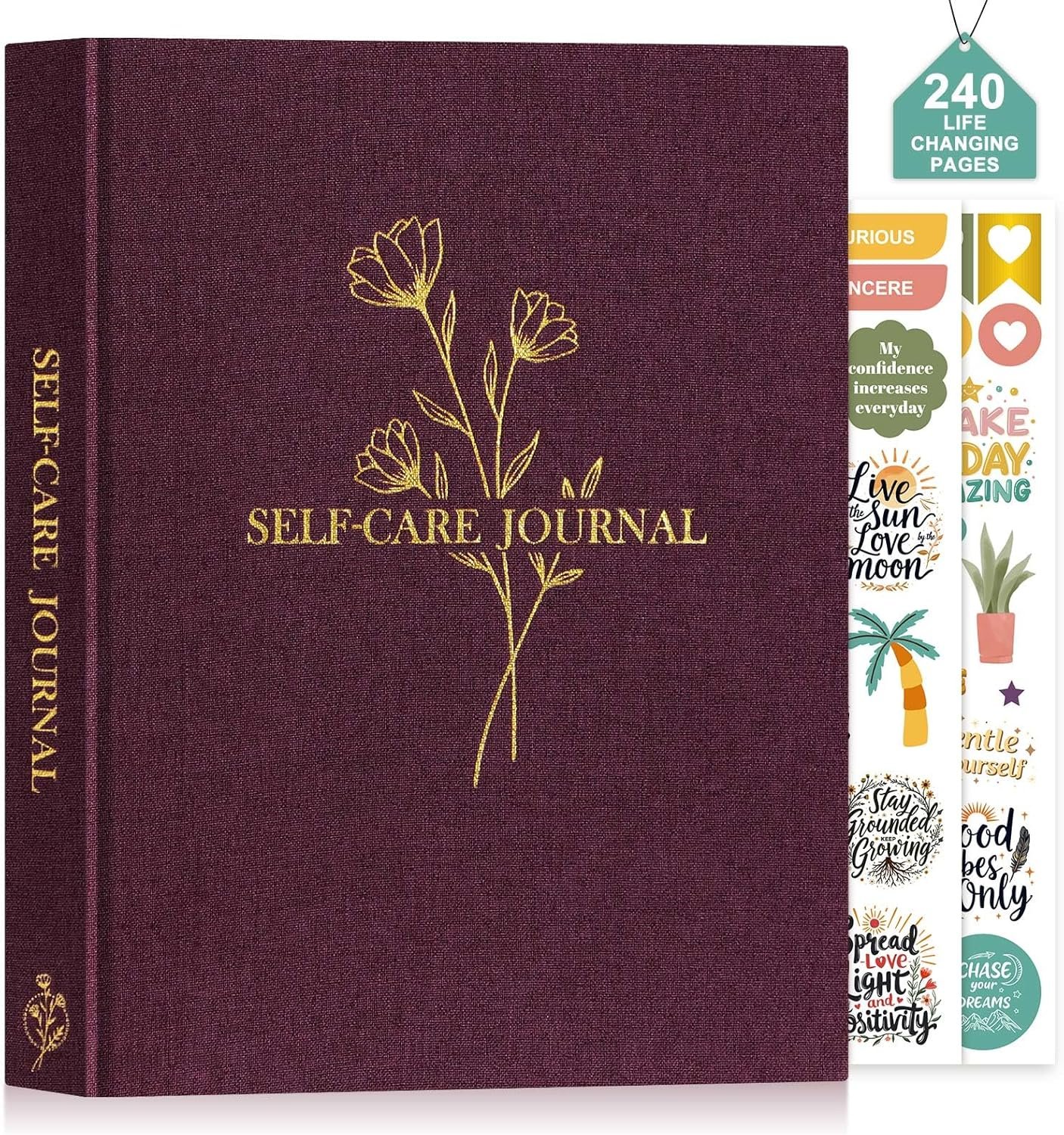Lanpn Self Care Journal for Women, Self Love Guided Journals with Prompts, Daily Reflection Wellness & Gratitude Planner, 5 Minute Mental Health Notebook, Mindfulness Mood Log, 240 Pages, Purple