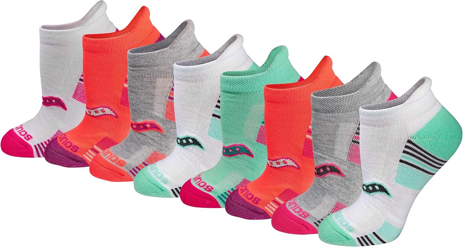 Saucony Women’s RunDry Performance Heel Tab Athletic Socks, Available in S-L (8, 16, 24 Pairs)