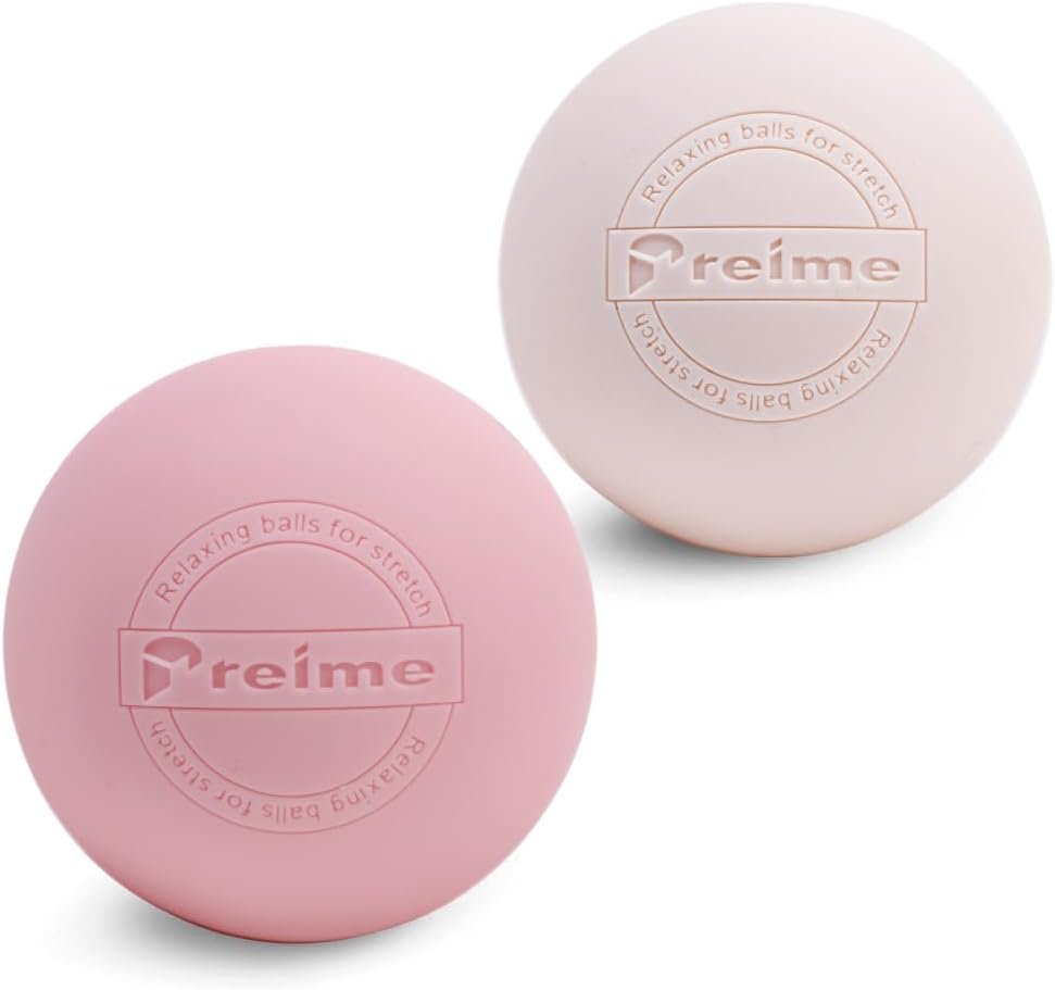 Massage Lacrosse Balls for Myofascial Release, Trigger Point Therapy,Manual Massage Balls, Muscle Knots, and Yoga Deep Tissue Massage. Set of 2 Firm Balls (Dusty Pink and Pink Beige)