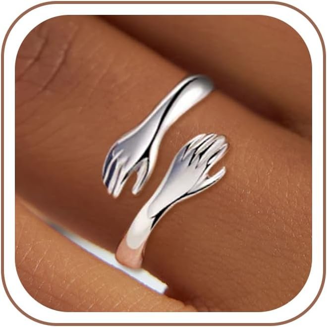 C-leen Stainless Steel Rings for Her, Adjustable 18K Gold/Sliver Filled Ring Jewelry Christmas Mothers Day Birthday Gifts for Daughters Mom Sister Wife Friends Grandma