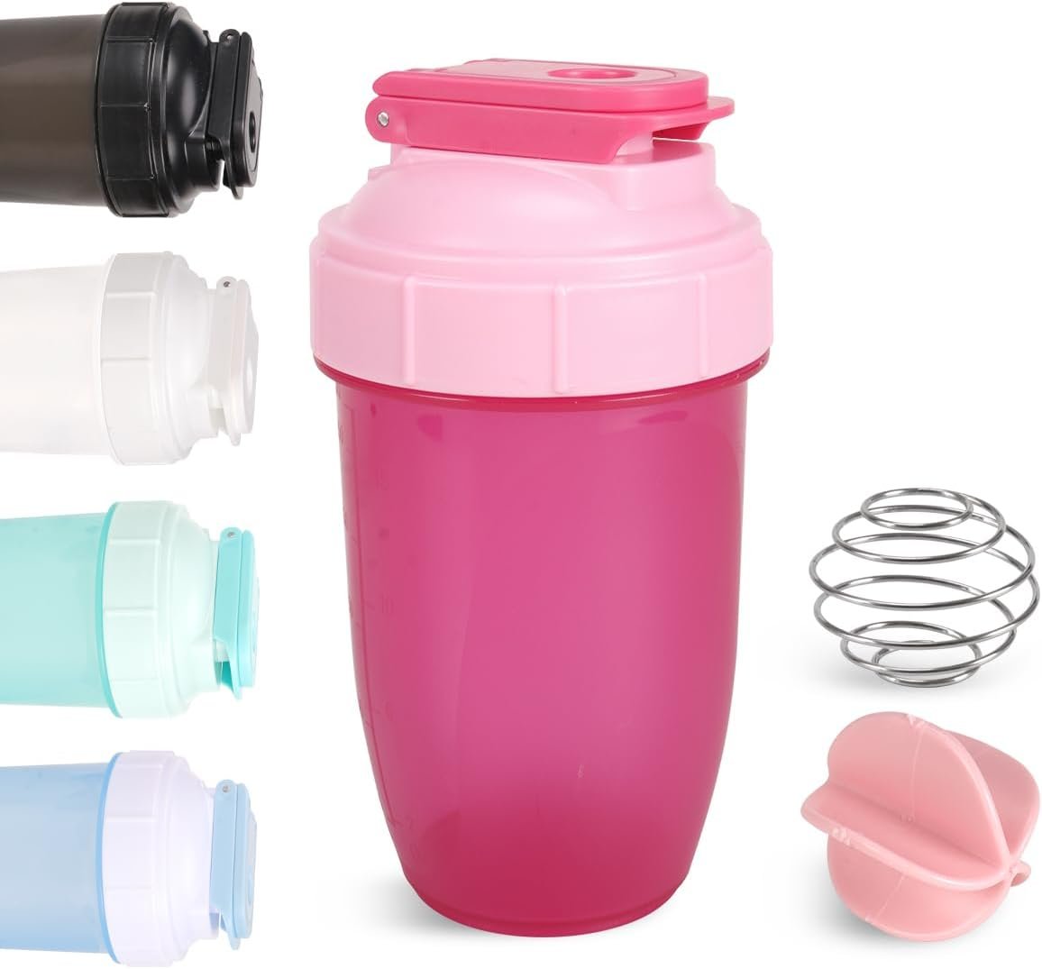 D.Y.A 16oz Shaker Bottle，Leak Proof Sports Shaker Cups for Protein Shakes，Shaker Bottle for Pre Workout and Travel To Go，BPA Free & Easy Clean Protein,Pink