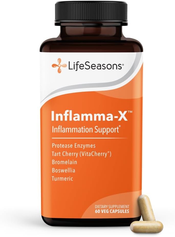 LifeSeasons Inflamma-X Joint & Tissue Support Supplement – Supports Muscle Comfort, Recovery & Flexibility – Herbal Formula with Turmeric, Bromlein, Boswellia & Protease Enzymes – 60 Capsules