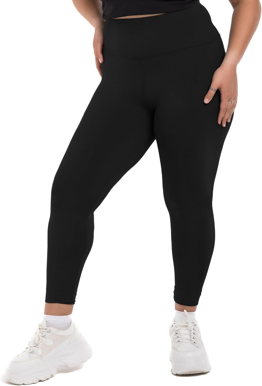 SINOPHANT Plus Size Leggings for Women, High Waisted Tummy Control Buttery Super Soft Black Yoga Pants for Workout Running