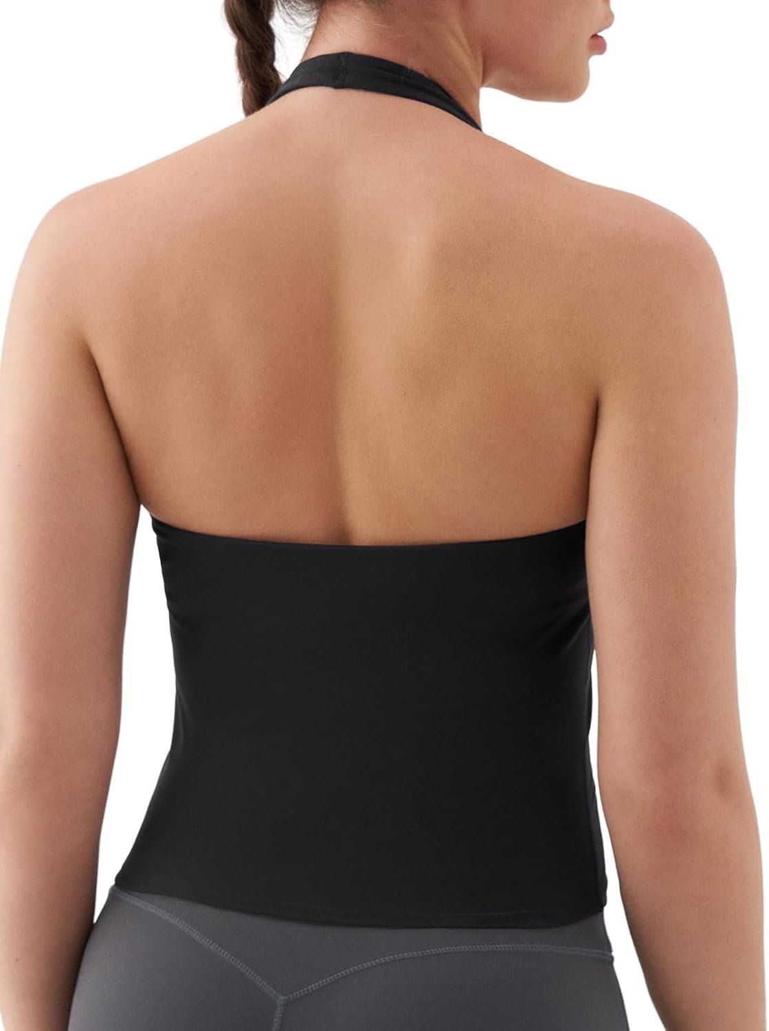 K-Swiss Halter Crop Tops for Women – Open Back Padded Longline Sports Bras Workout Gym Yoga Top