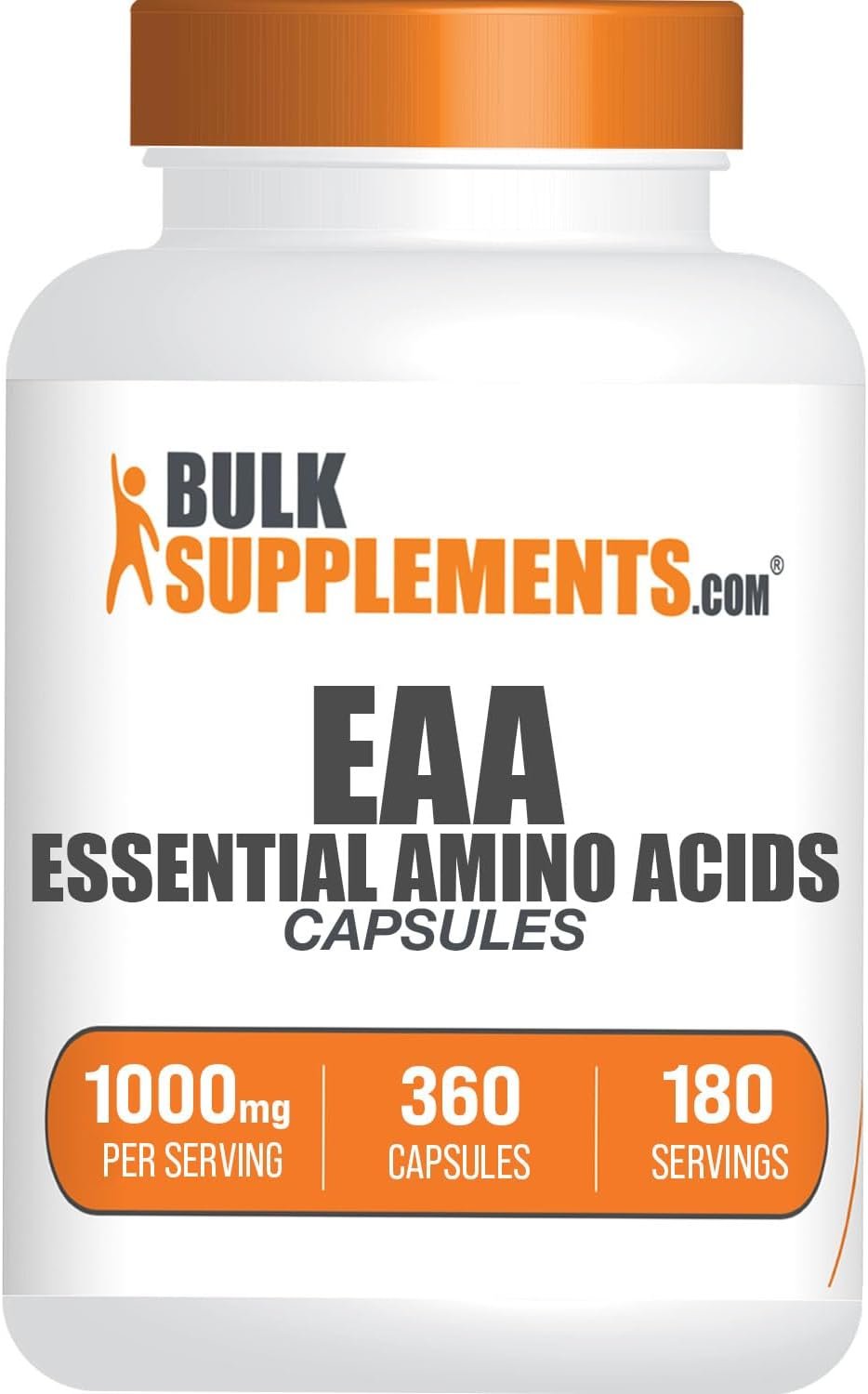 BulkSupplements.com Essential Amino Acids Capsules – EAAs Amino Acids Supplements – Gluten Free, 2 Capsules per Servings (1000mg), 360 Count (Pack of 1)