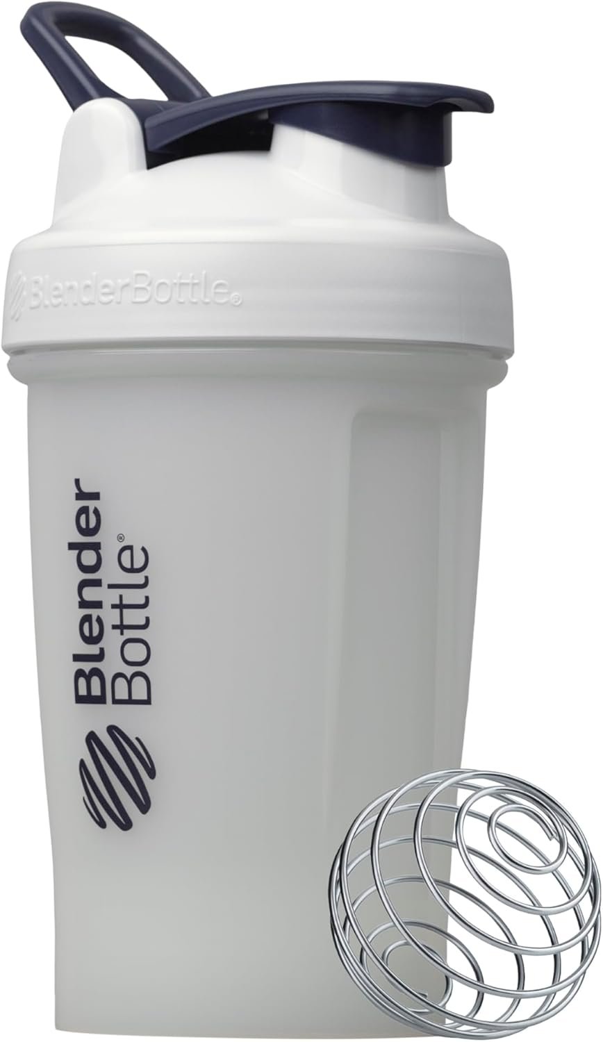 BlenderBottle Classic V2 Shaker Bottle Perfect for Protein Shakes and Pre Workout, 20-oz, Full-Color White