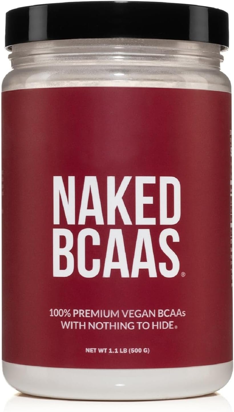 NAKED BCAAs Amino Acids Powder, Only 1 Ingredient, Pure 2:1:1 Formula, Vegan Unflavored Branched Chain Amino Acids, Instantized All Natural BCAA Supplement – 500 Grams, 100 Servings