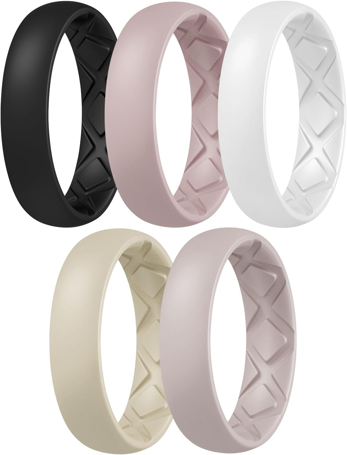 Egnaro Women’s Engagement Rings, Silicone Inner Arc Ergonomic Breathable Design with half sizes, Rubber Wedding Band Rings，5.5mm Wide-2mm Thick