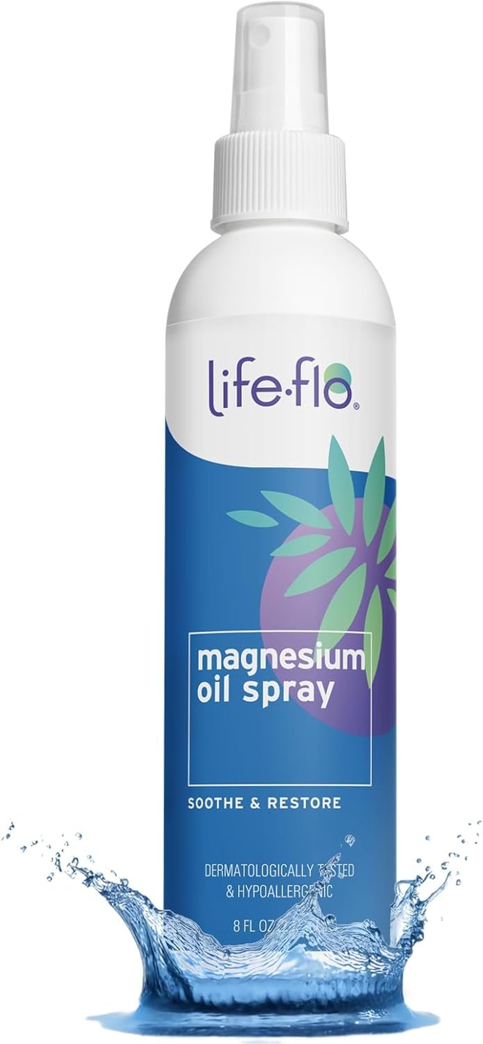 LIFE-FLO Magnesium Oil for Feet and Body – Topical Magnesium Spray Soothes Muscles, Joints When Massaged Into the Skin – Doubles as a Deodorant Spray or Bath Oil, Hypoallergenic, 8 Fl Oz