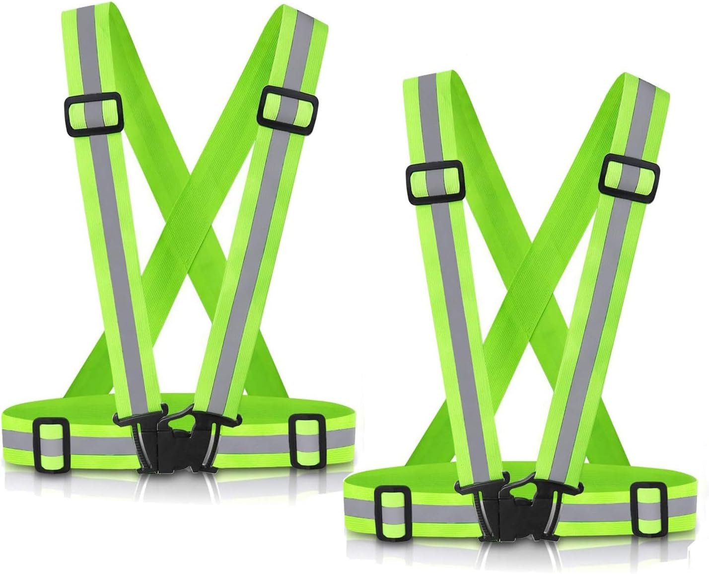 Reflective Vest Running Gear, 2Pack High Visible Safety VES for Cycling Jogging Running Walking, Adjustable for Men Women Kids