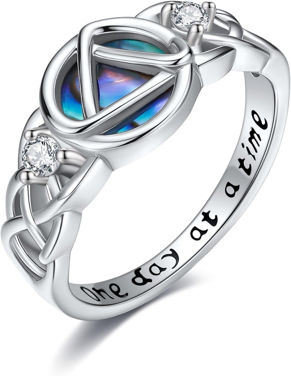 MONGAS AA Sober Gifts for Women Sterling Silver Sobriety Ring Alcoholics Anonymous Recovery Rings Sobriety Jewelry for Women Men