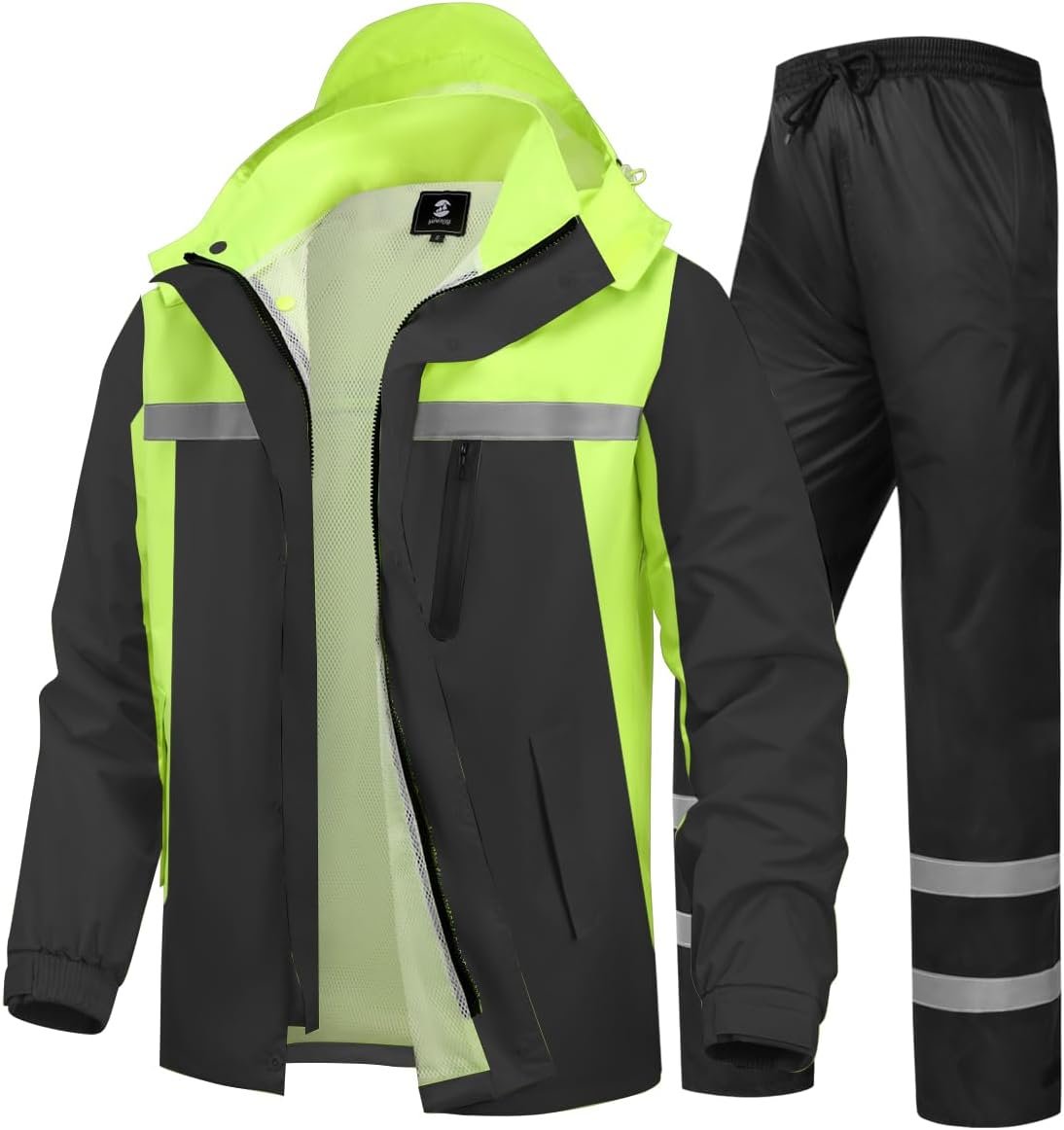 Men’s Rain Suit High Visibility Reflective Work Rain Jacket Pants for All Sport Farm Fishing Motorcycle