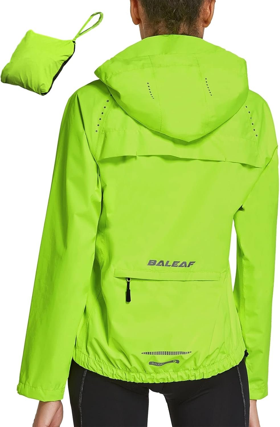 baleaf Women’s Rain Jackets Waterproof Windbreaker Packable Running Lightweight Cycling Jacket Reflective Hooded