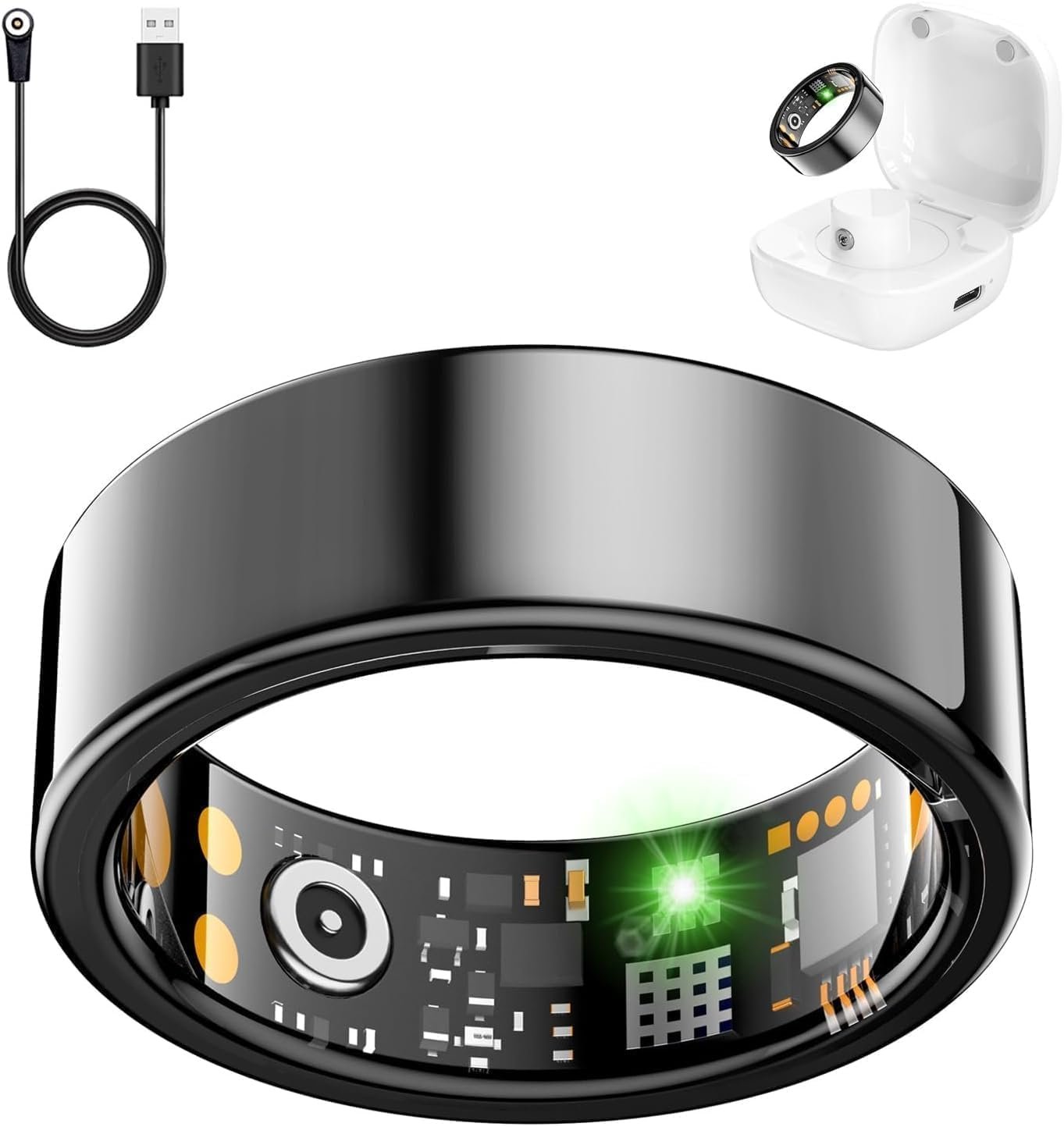 Smart Ring for Women Men, Fitness Ring with Heart Rate, Blood Oxygen,Stress, Sleep Tracker, Step Tracker, Fit Ring No Subscription Fee, IP68 Waterproof Smart Ring for iPhone & Android (Black, 9#)