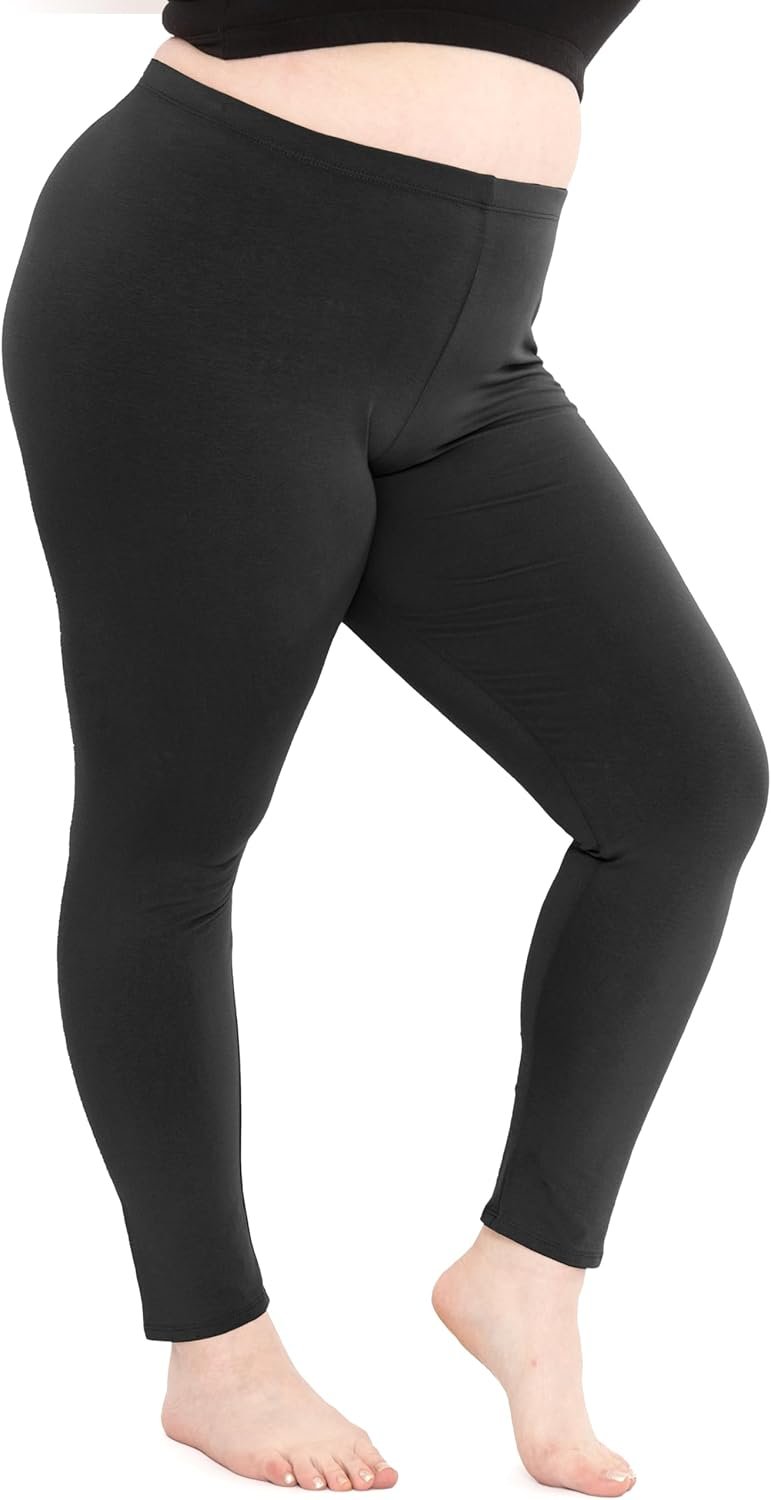 Plus Size Women Cotton Leggings Full Length Ankle Pants High Waist Stretch and Knee Length Leggings Soft Breathable 1X – 10X