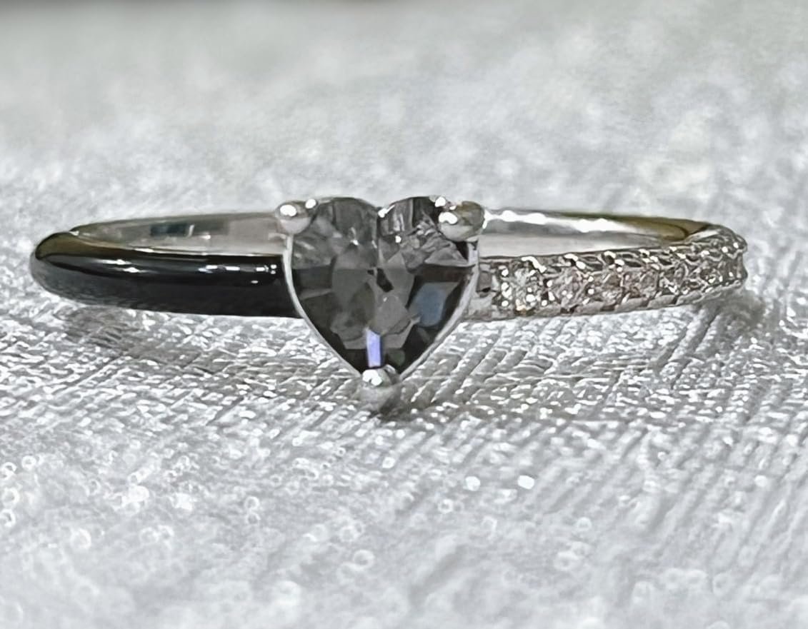 Strong As Fuck Heart Enamel Ring,925 Sterling Silver Zircon Inlaid Inspirational Rings,Black Heart-Cut Half Fuck It And Begin Again Ring, Jewelry Birthday Gifts for Women and men