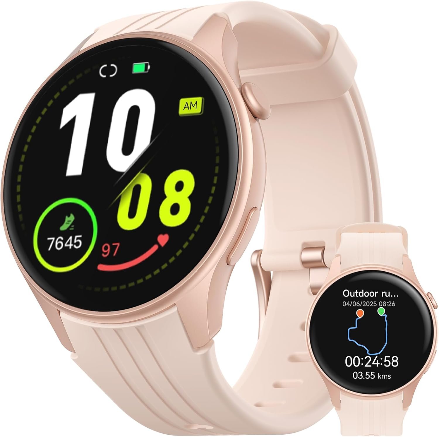 Parsonver Smart Watch, Built-in GPS, Bluetooth Calling, Fitness Watch for Women with 100+ Sport Modes, IP68 Waterproof, Heart Rate, Sleep Monitor, Pedometer, Smartwatch for Android & iPhone, Rose Gold